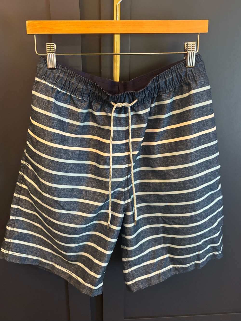 Kirkland Signature Navy and White Striped Drawstring Athletic Shorts
